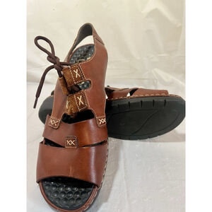 Rieker Sandals Brown Leather Comfort Fisherman’s Lace Up Lagenlook